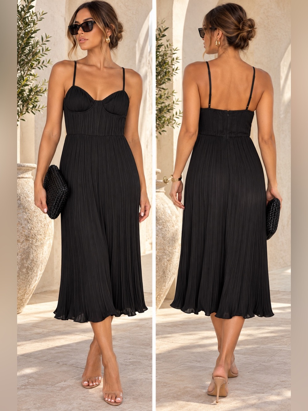 NWT! DKNY PLISSE MIDI DRESS